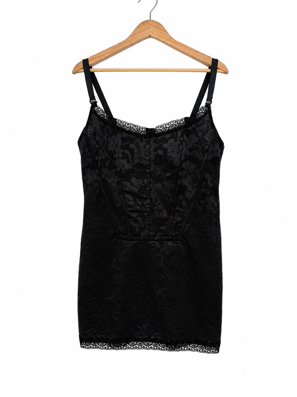 Vintage Venus Black Floral Lace Slip Dress Size XL Lingerie Mini Dress